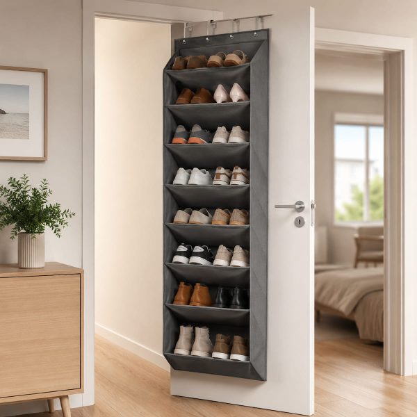 8-tier over-the-door shoe organizer for bedroom storage
