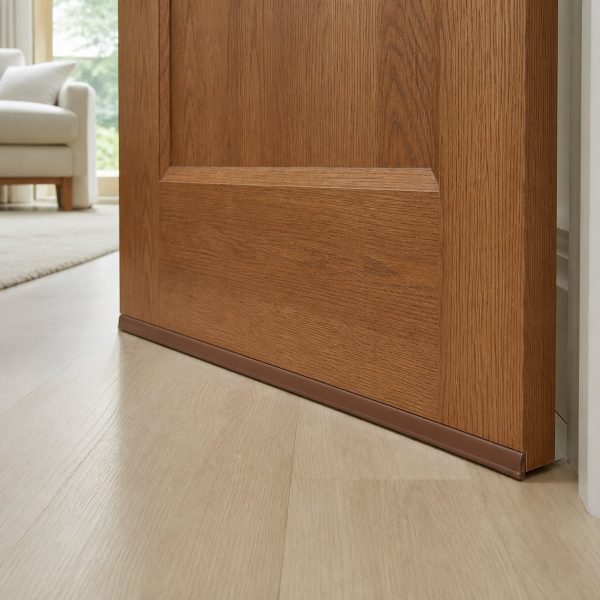 Door draft stopper strip for wooden door